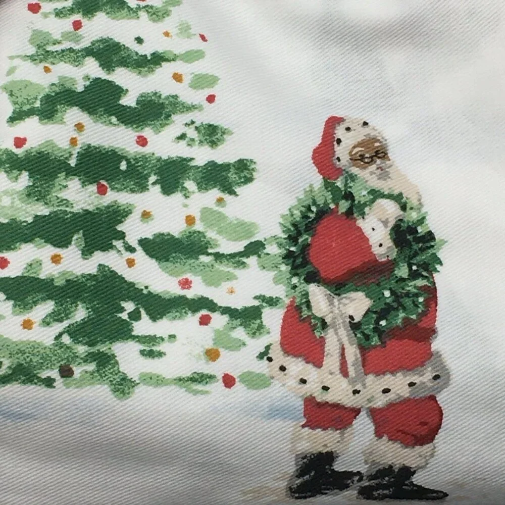 Martha Stewart Christmas Santa Claus Snowman Shower Curtain Sleigh Woods Holiday